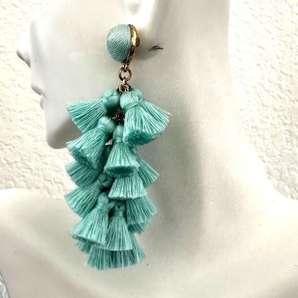 Baublebar blue green  tassel statement earrings - Picture 1 of 8